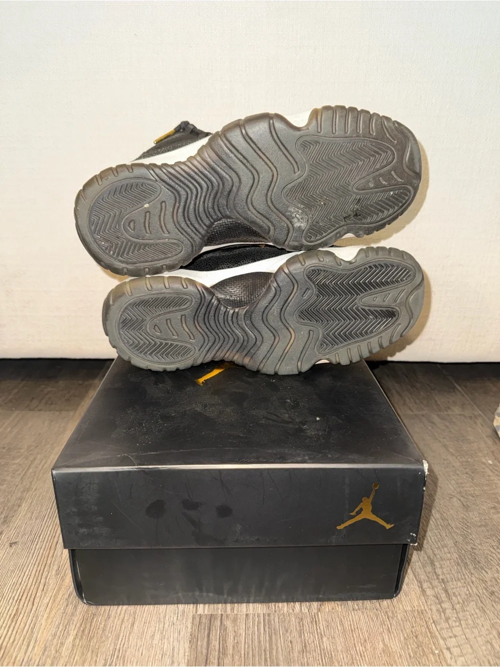 Jordan Black with Gold Accent High-Top Sneakers